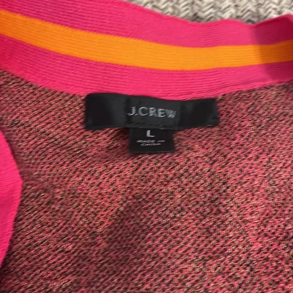 J. Crew Pink Orange V-Neck Boyfriend Oversized Cardigan - Large - Picture 6 of 6